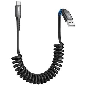 KALANKA-Cable USB C Spiralé, ¿0.5M-1.5M¿ 3A Cable USB vers USB C Charge Rapide pour Android Auto, iPhone 16/15 Plus Pro, Carplay, Galaxy S24 S23, Huawei, Xiaomi, Sony, MacBook-Noir - Neuf