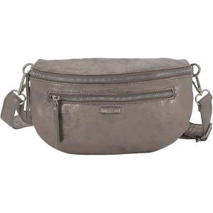 SJZG-- Petit Sac Banane Imitation Cuir Su&eacute;dine Iris&eacute; Femme - Sac &Agrave; Bandouli&egrave;re Porte &Eacute;paule Crois&eacute; Ou Devant Poitrine - Chic L&eacute;ger - Taupe M&eacute;tal - Neuf