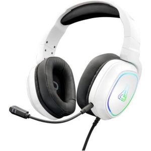 ERSAN-- Casque Gaming, Korp Radium Casque Gamer avec Micro Detachable, pour Jouer avec LED Lumi&egrave;re, Filaire Gaming, Son St&eacute;r&eacute;o Bass 3.5mm Jack Compatible avec PS4/PS5/Xbox/Switch/PC (Blanc) - Neuf