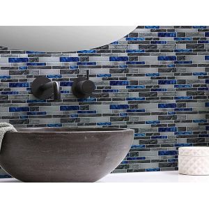 20 autocollants en PVC imitation marbre bleu 10x10cm - Neuf