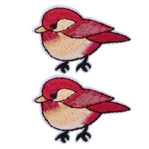 Lot de 2 ecussons brodes en forme d'oiseau mignon, a repasser soi-meme, pour vetements, sacs, accessoires (moineau) - Neuf