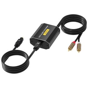 Convertisseur Audio Numérique Analogique 192 kHz,SPDIF Toslink vers RCA Convertisseur Stéréo Analogique L/R,Adaptateur Optique Jack pour HDTV DVD Blu-ray Sky Console de Jeu - Neuf