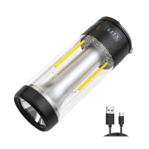 Lampe de camping double rechargeable de type C, 1 800 mAh, lampe de poche à aspiration magnétique, lampe de travail, lampe de camping en plein air - Neuf