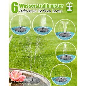 Fontaine Solaire Exterieure de Jardin, Pompe avec 6 Buses Abreuvoir Oiseaux Exterieur, Bains d'oiseaux, Etangs,Patio,D&eacute;coration de - Neuf