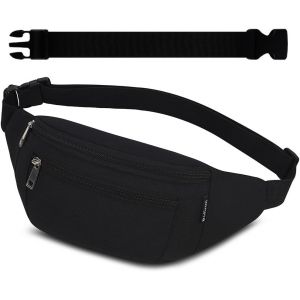 KALANKA-Sac Banane, Sac à la Taille Ceinture de Course Homme Femme Sac Sacoche Banane Sac à Dos Sac Poitrine Etanche Réglable pour Cyclisme Gym Balade Escalade Voyage Randonnée (Noir-Prolonger) - Neuf