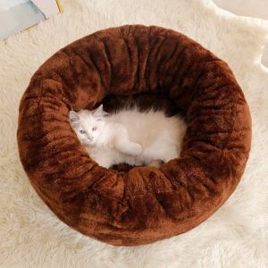 Tapis De Lit Rond En Flanelle Pour Chats,Canapé Pour Chiens,Nid Pour Chats,Toutes Saisons,Chaud Et Respirant Pour L'hiver,Fournitures Pour Petits Et Moyens Animaux De Compagnie,Acc.Brown.45cm - Neuf