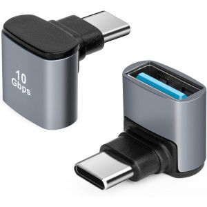 90 Degré Usb C Vers Usb 3.1 Otg Adapter (2 Pack), Adaptateur Usbc Type C Mâle À Angle Droit Vers Usb Femelle, Transfert De Données 10G Pour Smartphone, Tablette, Ordinateur Portable[Z2757] - Neuf