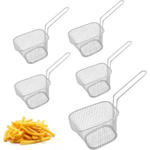 Nouvelhorizonstore-Mini Panier &Agrave; Frites, 5 Pi&egrave;ces Panier Friteuse Acier Inonxydable, Barquette Frite Pour Retenir Ou Filtrer - Neuf