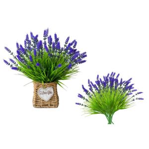 Fleurs de lavande artificielles r&eacute;sistantes aux UV pour la d&eacute;coration du jardin et de la maison - Neuf