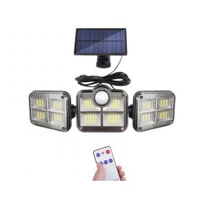 Applique Murale Solaire &Agrave; D&eacute;tecteur De Mouvement &Agrave; 3 T&ecirc;tes Avec T&eacute;l&eacute;commande - Neuf
