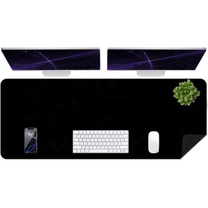 JGD-Tapis de Bureau Vieilli - Tapis de Bureau en Cuir Double Face avec Su&egrave;de, Protecteur de Table Imperm&eacute;able, Tapis de Bureau D'ordinateur, Tapis de Souris pour Ecrire et Peindre (Noir, 120x60cm) - Neuf