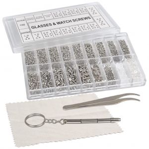 KAL-1000Pcs Kits De Réparation De Lunettes À Vis Micro, Mini Vis Lunettes En Acier Inoxydable Avec Pince Et Tournevis, Pour Lunettes De Soleil Bijoux Montre - Neuf