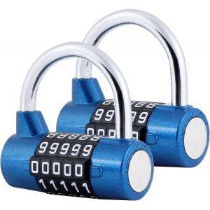 Cadenas à Combinaison à 5 Chiffres, 2 Pcs Cadenas pour Gymnase, Peut être Réinitialisé Serrures à Combinaison pour casier, boîte à outils, clôtures, vélo - Neuf