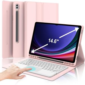 Clavier avec Touchpad pour Samsung Galaxy Tab S9 Ultra/S10 Ultra 14.6"", AZERTY Français Clavier Bluetooth avec Pavé Tactile pour Samsung Tab S9 Ultra/ S10 Ultra 14.6"" 2023/2024, Rose - Neuf