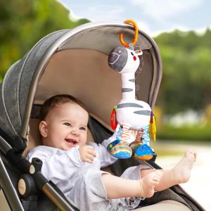 TDRFL-Zèbre Suspendu Bébé Jouet Pour 0,3,6,9,12 Mois,Bébé Cloches Hochet Animal Doux Jouet En Peluche,Bébé Sensoriel Poussette De Landau Jouet Pour Nouveau-Né Garçons Filles Cadeaux D'Anniversaire - Neuf