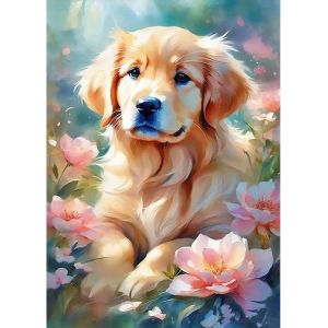 Oayew-30x40 Cm Peinture Au Diamant Chien Labrador,Painting Diamant Chien, Dog Labrador Painting Broderie Point De Croix Dog Diamond Tableau Puzzle Puppy D&eacute;coration D'int&eacute;rieur - Neuf