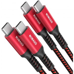 Câble USB C vers USB C[2M+2M/Lot de 2],Câble USB Type C 60W 3A Charge Rapide Nylon Tressé pour Galaxy S21 Ultra S20 S10 S9 A70 Note10,Huawei,Google Pixel 3a,iPad Pro 2021 2018,MacBook Pro - Neuf