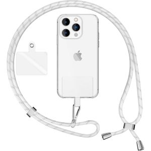 Maa-Lanière Universelle Coloré Pour Telephone Portable, Cordon Tour De Cou Pour Smartphone, Porte Clef Chaine Réglable Avec Crochet Métallique E Carte, Sangle Pour Épaule, Couleur:Blanc Argent - Neuf