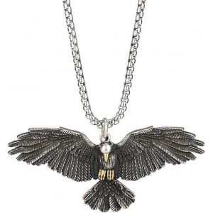 Eryi-Chaîne Figaro D'aigle Homme Collier En Acier Inoxydable Argent Vintage Aigle Volant Saisir Pendentif Pendentif Punk Rétro Colliers Hommes Chaîne Colliers - Neuf