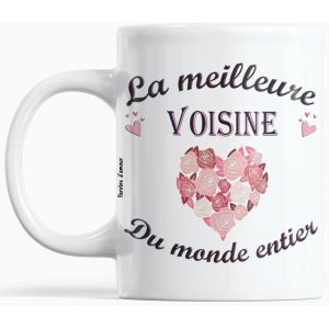 Eryi-Cadeau Voisine Anniversaire Noel La Meilleure Voisine Du Monde Entier Idées Cadeaux Message Mug Rose Tasse Noel Fêtes De Fin D'année Avec Un Coeur Tasse Originale Pour Ma Voisine - Neuf
