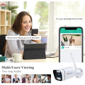 4G/3G LTE Surveillance Camera,4G Outdoor 1080P IP Camera SIM Card 30M Night Vision Color Detection Human Audio Two-Way Alarm Light SIM Card Included Metal IP66 - Neuf