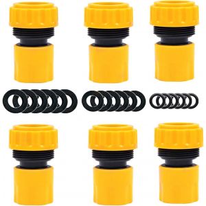 6 Raccords d'Extr&eacute;mit&eacute; de Tuyau,Embout de Tuyau Rapide Pour Connecteur de Robinet de 19 mm 3/4 Pouces (Livr&eacute; Avec 18 Pi&egrave;ces de Remplacement Des Rondelles d'&eacute;tanch&eacute;it&eacute;) - Neuf