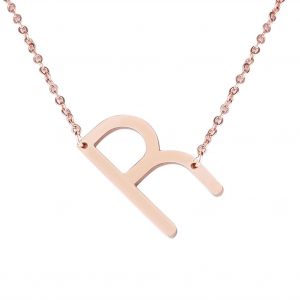 Colliers Tendance En Acier Inoxydable Avec Pendentif En Forme D'alphabet, Or Rose R - Neuf