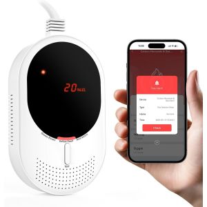 Wifi Détecteur De Gaz Et Monoxyde De Carbone Avec Écran Led,Certifié En50291 Et En50194,Compatible Alexa/Google Home App,Détecteur De Méthane Et Co Pour Cuisine,Chaufferie,Garage - Neuf