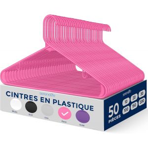 Cintres - Cintres en Plastique - Antid&eacute;rapants - Porte-V&ecirc;tement Fins et Gain de Place - pour Chemises, Pulls, Sweats, V&ecirc;tements Enfants et Robes - Ultra-Fins - L&eacute;gers - Lot de 50 - Rose - Neuf