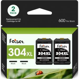 Lot de 2 Cartouches d'encre 304 XL Noires reconditionn&eacute;es pour HP 304XL pour Envy 5020 5010 5030 5032 DeskJet 2600 2630 2620 3720 2633 2622 2632 3762 3760 3750 2760 3733 - Neuf