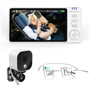 Psabm950b &ndash; Cam&eacute;ra De Surveillance Pour B&eacute;b&eacute; En Voiture 5 Pouces Ips, 1080p, Multifonctionnelle, Avec Audio Bidirectionnel Et Vid&eacute;o Hd, T&eacute;l&eacute;commande Vox &Agrave; Vision Nocturne, 2,4 Ghz, R&eacute;solution 1080, - Neuf