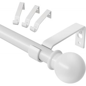 Tringle Rideau Blanche 80-224 Cm,Tringle &Agrave; Rideau Extensible Avec Support,Ajustable Kit Tringle A Rideaux Pour Fenetre,Tringle Voilage En M&eacute;tal De 5/8 De Diam&egrave;tre Pour Chambre,Salon - Neuf