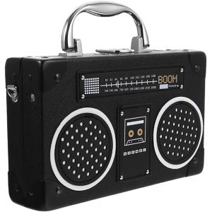 RFCBC-Sac à bandoulière pour femme, sac à bandoulière en cuir pour femme, retour aux années 90, sac radio, sac à bandoulière petit, sac à bandoulière pour téléphone portable femme, Noir - Neuf