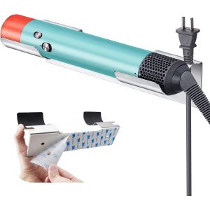 Support mural pour fer &agrave; lisser sans per&ccedil;age-Argent&eacute;-Pour s&egrave;che-cheveux et fer &agrave; lisser-Support mural pour fer &agrave; lisser,brosse &agrave; lisser et fer &agrave; boucler-Support de s&egrave;che-cheveux autocollant - Neuf