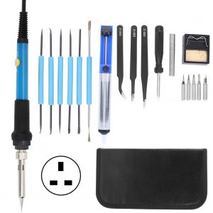 XYONG Kit de fer a souder electrique 60 W, temperature reglable, kit d'outils de soudage DIY avec fonction interrupteur, prise 220 V CA, Royaume-Uni - Neuf