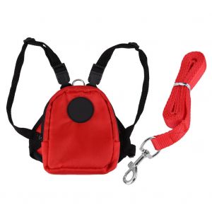 Hjlian Sac A Dos Pour Petit Chien, Sac De Rangement Pour Collations, Harnais Avec Laisse (Rouge L) - Neuf