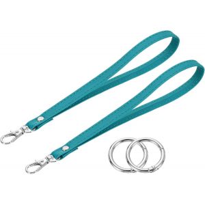 KAL-Pcs Dragonne De Poignet, Dragonne En Cuir Pu Pour Remplacement De Clé Avec Anneau En Cercle Pour Étui De Téléphone Clés Portefeuille Sac À Main, Cyan - Neuf