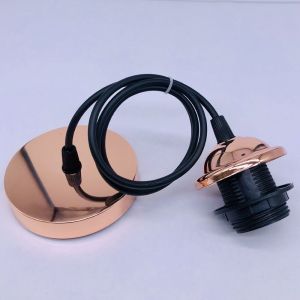 Douille de suspension E27 or rose, accessoire de suspension E27 avec câble, pour chambre, salon, couloir, noir, 1 m - Neuf
