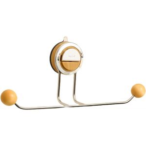 Crochet &agrave; ventouse mural avec double crochets,nettoyeur &agrave; ongles pour salles de bains,cuisines,foyers,bureaux et bien plus encore (1 x couleur bois horizontale) - Neuf