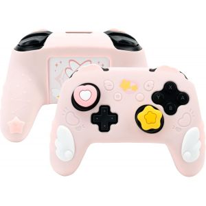 Coque de Protection en Silicone Souple antid&eacute;rapante pour Manette Nintendo Switch Pro avec 2 Capuchons de Pouce et 1 Autocollant-S&eacute;rie Star Wings - Neuf