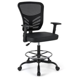 Fauteuil de bureau ergonomique 66 x 66 x 104-125 cm assise pivotante r&eacute;glable en hauteur confort optimal en cuir synth&eacute;tique noir Helloshop26 20_0011100 - Neuf