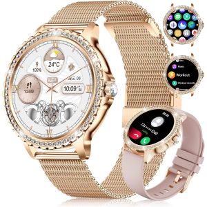 1.32"" HD Montre Connect&eacute;e Femme avec Appel Bluetooth, Smartwatch IP68 avec Fonction F&eacute;minine/120+ Modes Sport/Fr&eacute;quence Cardiaque/Sommeil/Cycle menstruel/Podom&egrave;tre Calories pour Android iOS - Neuf