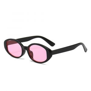Lunettes De Soleil Elliptiques Petite Monture Esth&eacute;tique Protection Solaire Lunettes Anti-&Eacute;blouissement Noir Rose - Neuf