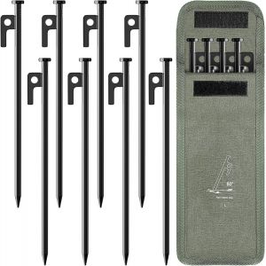 Eryi-Lot De 8 Piquets D'ancrage Au Sol De 30 Cm En Acier Pour Tente, Tempête, Camping, Piquets De Tente Résistants Aux Tempêtes Pour Le Camping, La Randonnée, Les Activités De Plein Air, Noir - Neuf