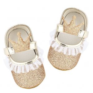 Chaussures souples et respirantes pour bebe fille, style princesse, pour la marche (dore, taille 13) - Neuf