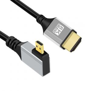 ERYI-Câble Hdmi 2.1, Hdmi Mâle Vers Mini Hdmi Mâle Coudé À 90 Degrés À Gauche 8K @ 60 Hz 4K @ 120 Hz 48 Gbps Ultra Haut Débit Plaqué Or 0,5 M Pour Tv, Moniteur, Ordinateur - Neuf