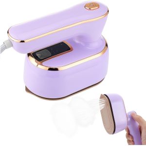 Fer à vapeur portable pliable de voyage 1000 W, semelle antiadhésive en céramique, fer à vapeur portable pour la maison et les voyages, violet - Neuf