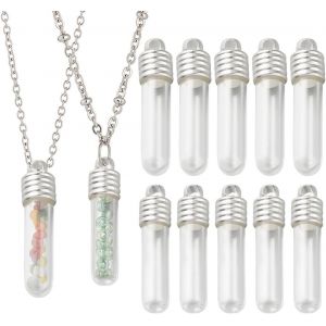 Kal-Ensemble Pendentifs En Verre Avec Bouchon À Vis, Pendentif Suspendu Bouteilles De V?ux Breloque De Bouteille En Verre Creux Avec Bouchons En Argent Pour Boucles D'oreilles Pendentifs - Neuf