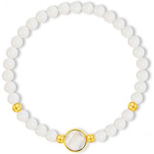 Kal-Bracelet De Coquillages Naturels Pour Femmes Fête Des Mères Élastique Unique Nacre Ronde Ovale Perles De Coquillages Bracelet Avec Pendentif - Neuf