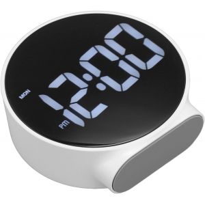 Petit R&eacute;veil Num&eacute;rique, Horloge &eacute;lectronique LED &agrave; luminosit&eacute; R&eacute;glable, avec Affichage Hebdomadaire, Affichage de L'heure sur 12 ou 24 Heures, pour Chambre &agrave; (Bo&icirc;tier Blanc, - Neuf